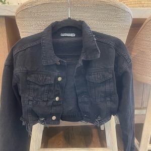 CARMAR cropped black jean jacket